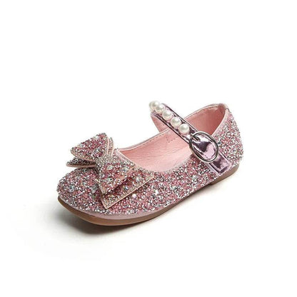 Fashion Little Girl Runway Performance Catwalk Shoes Student Wedding Party Rhinestone Sparkling Princess Leather Shoes F12302 - Touchy Style