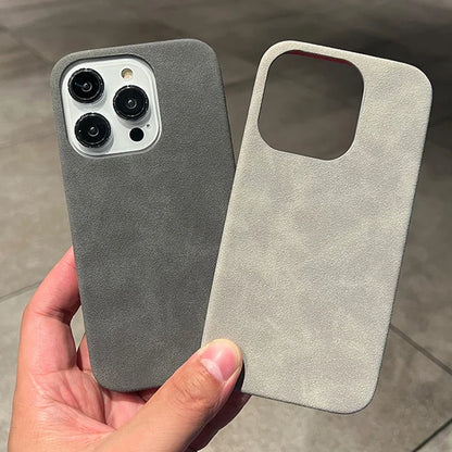 Phone Case For iPhone 16 15 14 13 12 11 Pro Max Plus Suede Leather Cases Matte Silicone Soft Shockproof Cover Fashion