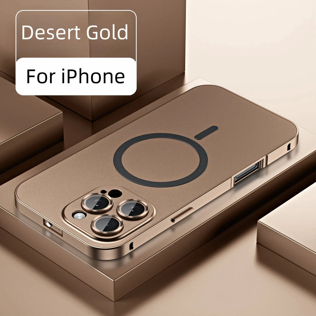 Aluminum Metal Frame Magnetic Case For iPhone 16 15 14 13 12 Pro Max Plus Magsafe Wireless Charge Glass Lens PC Backboard Cover