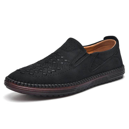 New Handmade Leather Men Shoes Design Fashion Sneakers Slip On Loafers Summer Breathable Casual Shoes Men Driving Flat - Touchy Style