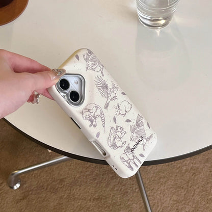 Cute Phone Cases For iPhone 16, 15, 14, 13 Pro Max - 3-in-1 Leather Animal Pattern Heart Lens Frame Puff - PC2420 - Touchy Style