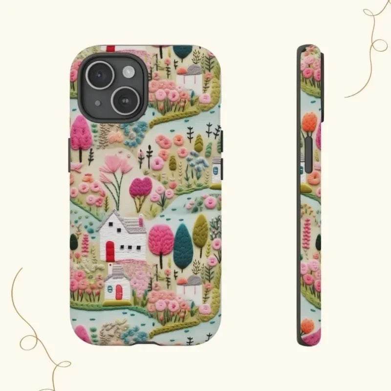 Cute Phone Cases For iPhone 16ProMax, 15, 14, 13, 12, 11 PRO, 11 Plus - Houses Botany Illustrations - Acrylic TPU Cover - IC8010 - Touchy Style