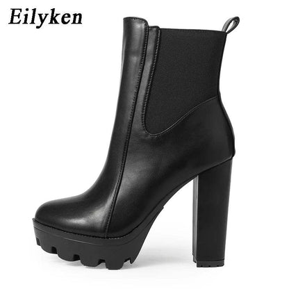 High Quality High Heels Ankle Boots Fashion Women Thick Platform Autumn Winter Slip On Ladies Street Style Shoes Mujer - Touchy Style