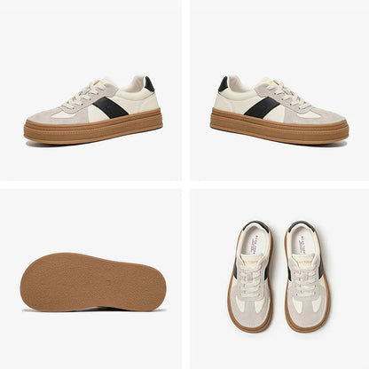 BEAUTODAY Casual Sneakers Women Cow Suede Split Leather Microfiber Patchwork Shoes Lace-up Female Traniers Handmade  29768