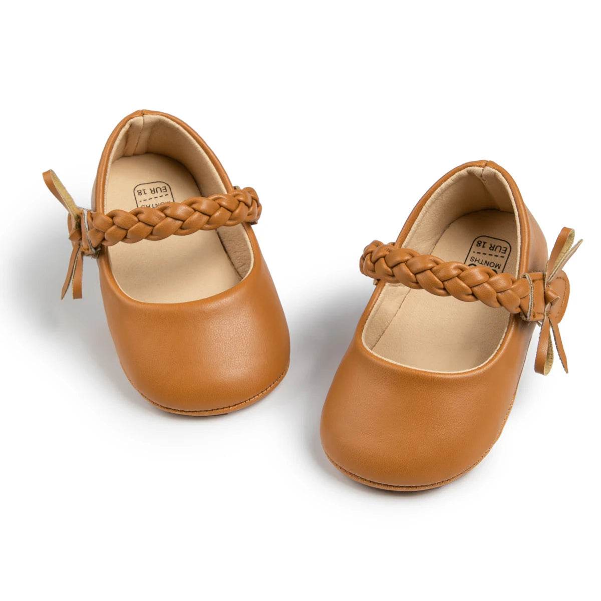 KIDSUN Baby Shoes Newborn Girl Princess PU Toddler Shoes Bow Decor Rubber Sole Anti-Slip First Walker Shoes 0-18M - Touchy Style