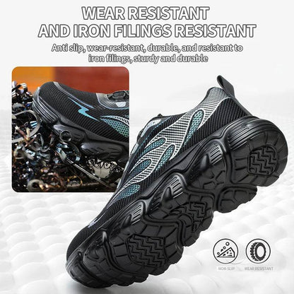 Reflective Safety Shoes Men Fashion Protective Sneakers Steel Toe Shoes Rotating Button Work Boots Men Puncture-Proof Male Shoes - Touchy Style