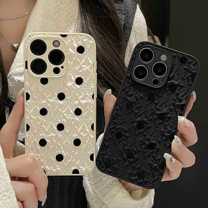 Cute Phone Cases For iPhone 16, 15, 14, 13, 12, or 11 Pro Max - Stylish Black Wavy Points - TSP494 - Touchy Style