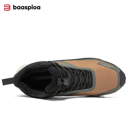 Baasploa Men Outdoor Boots Ankle Leather Waterproof Hiking Shoes Male Winter Plush Warm Casual Sneakers Antiskid Cotton Shoes - Touchy Style