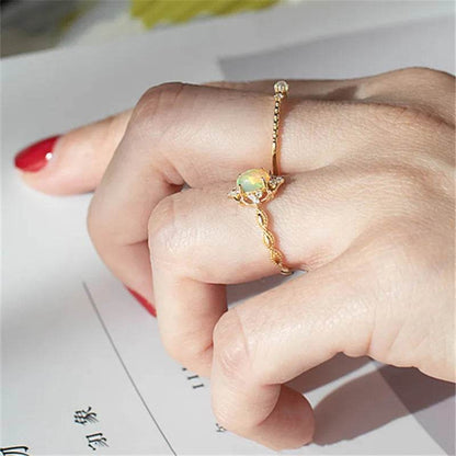 925 Sterling Silver Plated 18K Gold Imitate Opal Zircon Ring Luxury High Quality Jewelry Gifts For Women Girls - Touchy Style