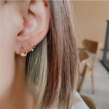 925 Sterling Silver Korean Sweet Bow Zircon Pendant Earrings for Women High Quality Simple Party Jewelry - Touchy Style
