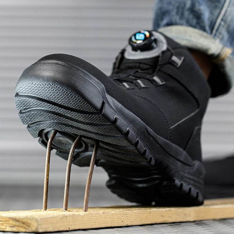 Rotating Buttons Work Boots Men Steel Toe Shoes Safety Boots Puncture-Proof Protective Shoes Waterproof Indestructible Shoes New - Touchy Style