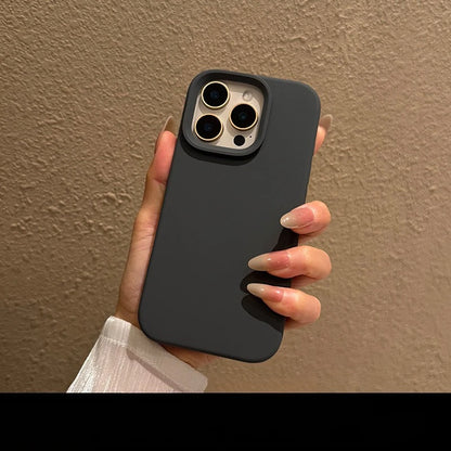 Business Pure Color Liquid Silicone Case for iPhone 11 12 13 14 15 16 Pro Max Plus 16e Sensitive Camera Control Button Cover