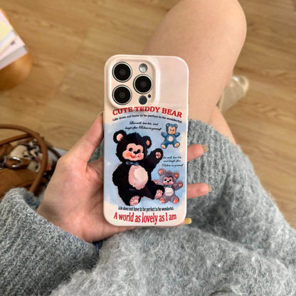 Cute Phone Cases For iPhone 16, 15, 14, 13, 12, 11 Pro Max - Plush Bear Doll Art - Cartoon Sweet Cover - CC7121 - Touchy Style