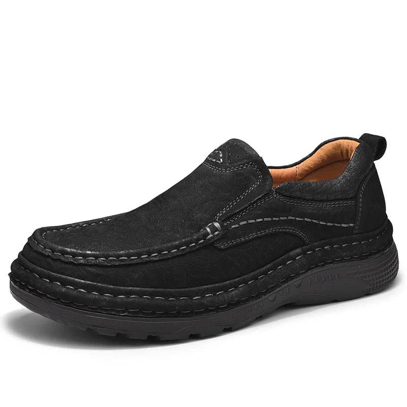 Genuine Leather Mens Loafers Anti-slip Rubber Man Casual Shoes Vintage Style Walk Shoes Slip-On Hiking Footwear Luxury Moccasins - Touchy Style