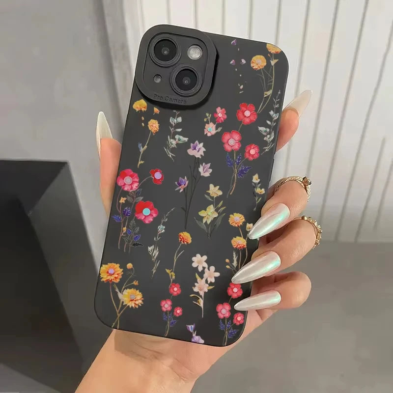 Summer Minimalist Fresh Style Phone Case For iPhone 16 Pro Max 11 12 13 14 15 16E XS XR 7 8 Plus Shockproof Silicone Soft Cove