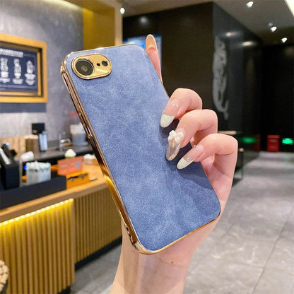 16e Luxury Leather Texture Phone Case For iPhone 16e SE4 16E 2025 Plating Shockproof Frame All Inclusive Metal Lens Back Cover - Touchy Style