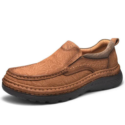Genuine Leather Mens Loafers Anti-slip Rubber Man Casual Shoes Vintage Style Walk Shoes Slip-On Hiking Footwear Luxury Moccasins - Touchy Style