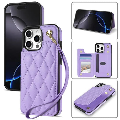 Cute Phone Cases with Card Slot Flip for iPhone 16 Pro Max, 15, 14, 13, 12, 11, SE 3, SE 2, XS, XR, 8, and 7 Plus - TSP377
