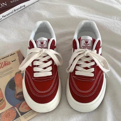 Autumn New Style Red Thick Sole Canvas Shoes Leisure Fashion Women&