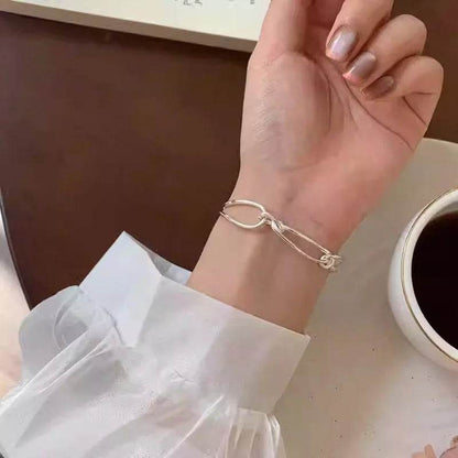 PANJBJ 925 Sterling Silver Line Tie Bracelet for Women Hollow Out Hook Buckle Korean Ins Punk Jewelry Party Gifts Dropshipping - Touchy Style