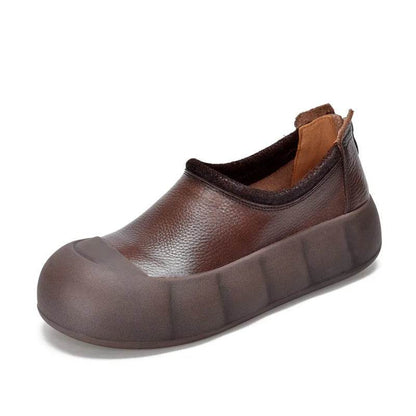 Round Toe Genuine Leather Women&