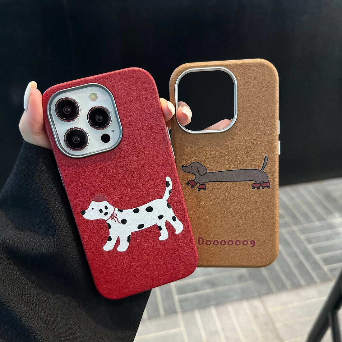 Cute Phone Cases For iPhone 16, 15, 14, 13 Pro Max - Lovely Dogs Pattern - Leather Chic Cover - PC5420 - Touchy Style