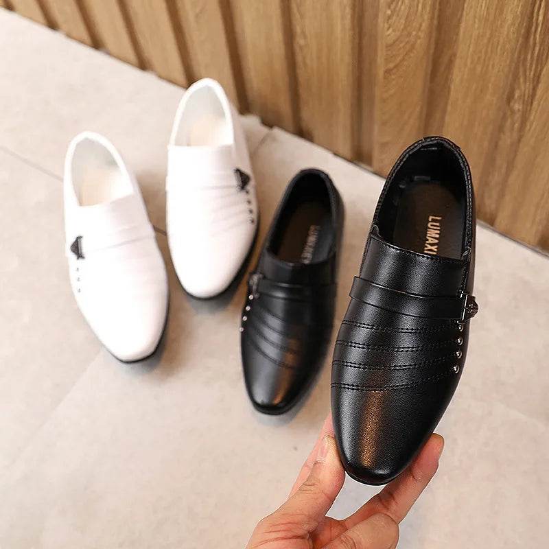 Boys Toddlers Fashion Children Leather Shoes For Big Kids Formal Shoes For Wedding Show Stage British Style Pointed Toes 21-30 - Touchy Style