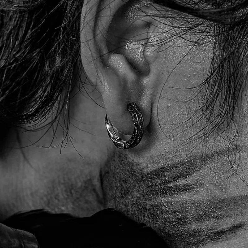 PANJBJ 925 Sterling Silver Texture Hoop Earrings For Women Hollow Out Grass Retro Trend Design Jewelry Gift Dropshipping - Touchy Style