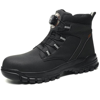 Rotating Button Winter Boots Men Safety Shoes Puncture-Proof Work Boots Steel Toe Shoes Waterproof Protective Shoes Cotton Boots - Touchy Style