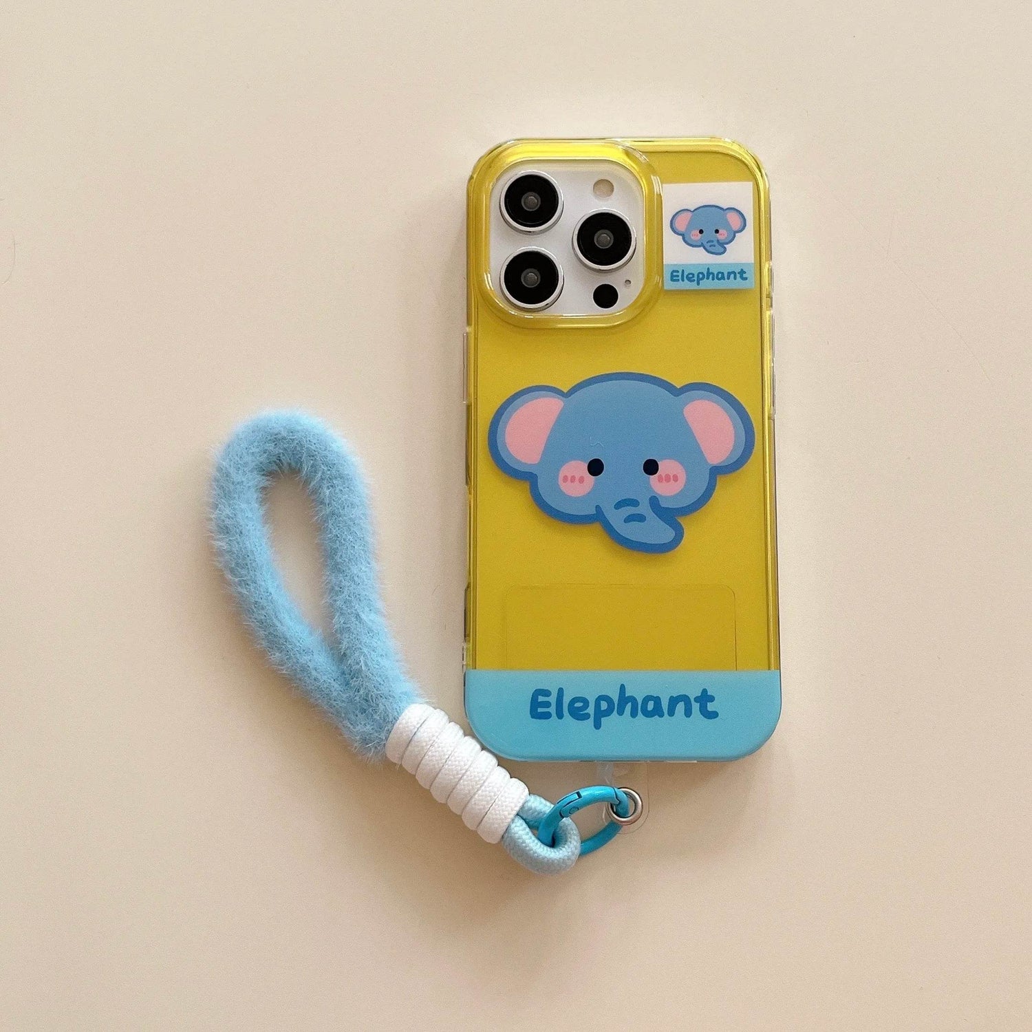Cute Phone Cases For iPhone 16, 15, 14, 13 Pro Max - Cartoon Koala &amp; Elephant Pattern - Back Cover With Wrist Chain - PC0520 - Touchy Style