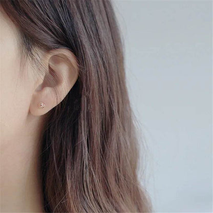 925 Sterling Silver 14k Gold Plated Stud Earrings Cute Cake Side Heart Earrings Simple Student Korean Jewelry Wholesale - Touchy Style