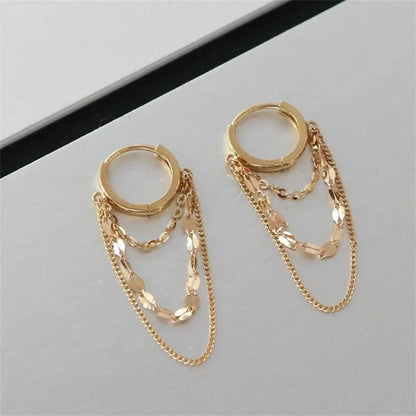 Real 925 Sterling Silver Plated 18K Gold Tassel Stud Earrings for Women Wedding Trendy Fine Jewelry - Touchy Style