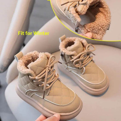 2024 Fashion Plaid Autumn Baby Girl Shoes Boys Ankle Boots Flexible Thick Bottom Children Snow Boots New Kids Winter Shoe G06253 - Touchy Style