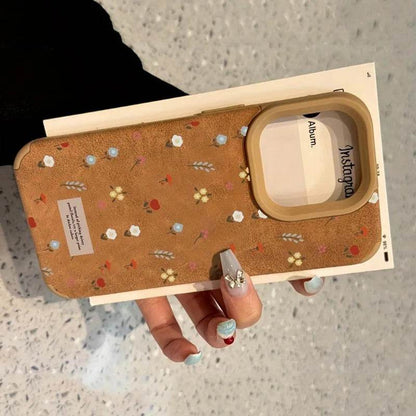 Cute Phone Cases For iPhone 16 Pro Max 15 14 Plus 13 12 11 XS X XR - Branches and Leaves Broken Flowers - Leather Cover - Touchy Style