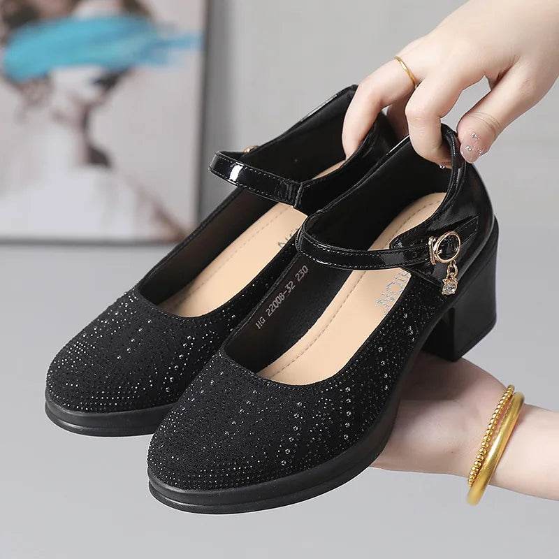 Fashion Women Pumps Mary Jane Thick Heels Patent Leather Shoes For Women Spring Autumn Platform Office Ladies Shoes - Touchy Style