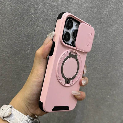 Slide Camera Protection for Magnetic Bracket Armor Case for iPhone 16 11 12 13 14 15 Pro Max 16 Plus Magsafe Durable Hard Cover - Touchy Style