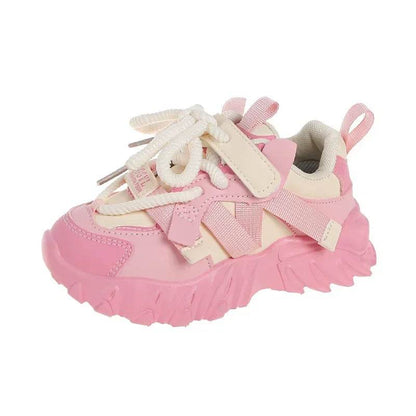 New Arrival Children Sneakers Pretty Silhouette Girl Running Shoes Pink Black Khaki Trendy Kids Shoes Boys Training Shoes G09212 - Touchy Style