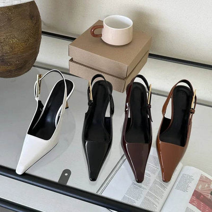 Eilyken Street Style Sexy Pointed Toe Metal Buckle Strap Women Pumps Stripper Sandals Slingback High Heels Female Shoes - Touchy Style
