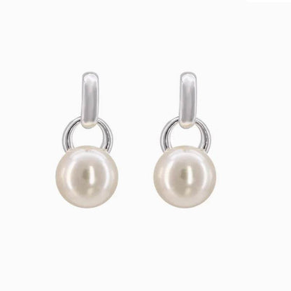 PANJBJ 925 Sterling Silver Pearl Geometry Earrings For Women Personality Design Trend Versatile Jewelry Birthday Gift - Touchy Style