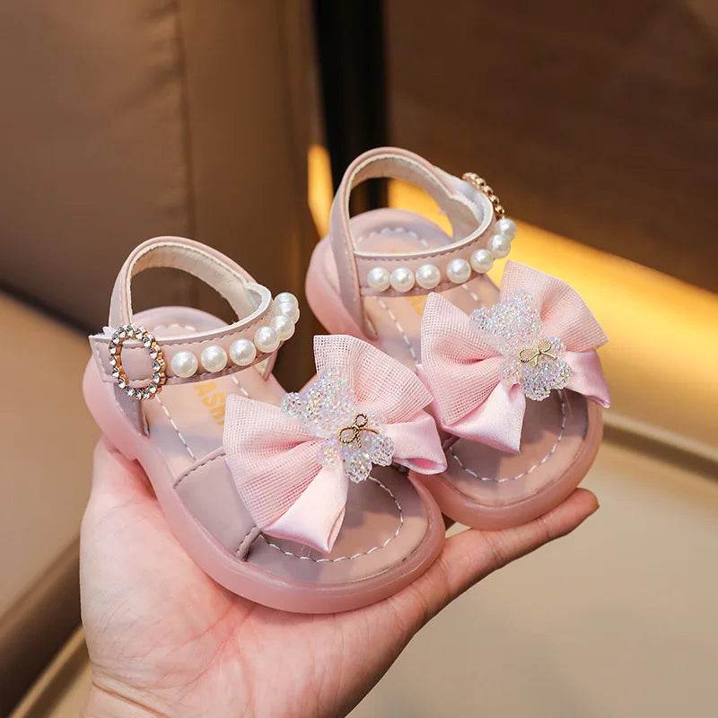 Leisure and Comfortable Baby Girl Sandals Kawaii Cartoon Bear Decos Summer Open Toe Sandals 1-4Y Girl Beach Shoes Toddler H05054 - Touchy Style