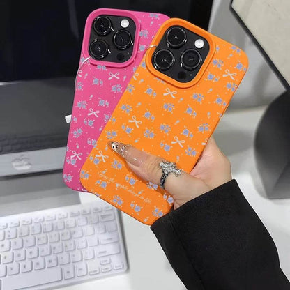 Cute Phone Cases For iPhone 16, 15, 14 Pro Max, 13, 12, 11 - Flower Lichee and Bowknots Pattern - Silicone Back Cover - Touchy Style