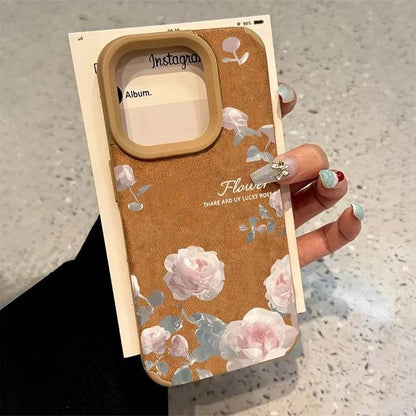Cute Phone Cases For iPhone 11 12 13 Pro Max 14 15 16 Plus XS X XR 16 - Tulip Flower Pattern - Leather Bumper Cover - Touchy Style