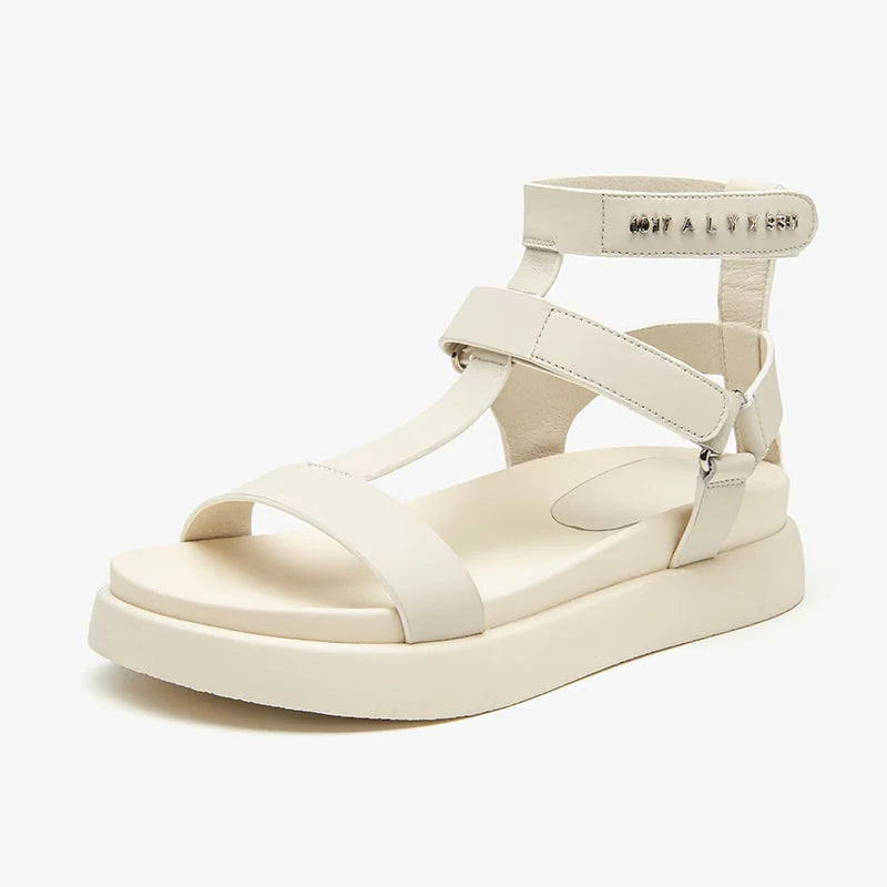 BEAUTODAY Gladiator Sandals Women Genuine Cow Leather T-Strap Platform Sandal Leisure Summer Ladies Shoes Handmade 32429