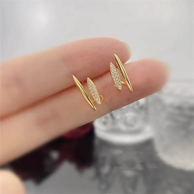 925 Sterling Silver Temperament Inlaid Zircon Double Layer Earrings for Women Gold Plated Statement Luxury Jewelry - Touchy Style