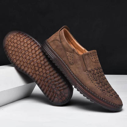 New Handmade Leather Men Shoes Design Fashion Sneakers Slip On Loafers Summer Breathable Casual Shoes Men Driving Flat - Touchy Style