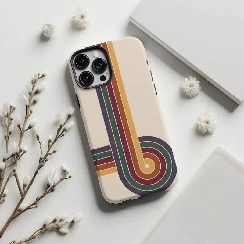 Cute Phone Cases For iPhone 15PRO MAX, 14, 13, 12, 11 PRO, 11 Plus, 15pro - Retro Rainbow Runway Pattern - Acrylic TPU Cover - Touchy Style