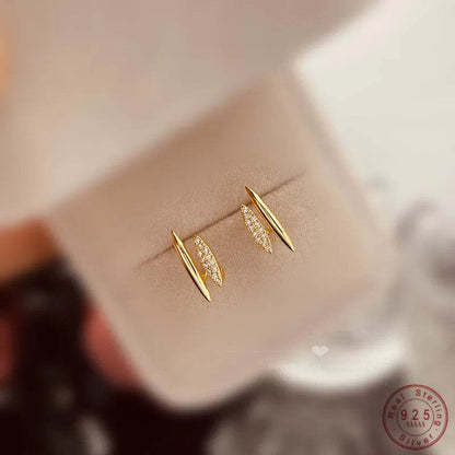 925 Sterling Silver Temperament Inlaid Zircon Double Layer Earrings for Women Gold Plated Statement Luxury Jewelry - Touchy Style