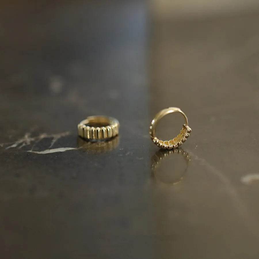 Retro Trendy Ribbed Earrings 925 Sterling Silver Plated 14K Gold Earrings for Women Versatile Jewelry - Touchy Style