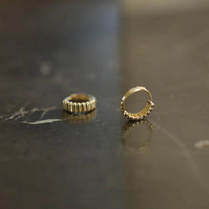 Retro Trendy Ribbed Earrings 925 Sterling Silver Plated 14K Gold Earrings for Women Versatile Jewelry - Touchy Style
