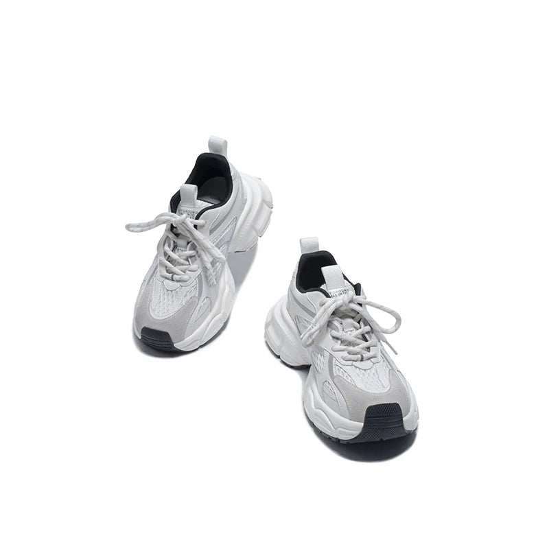 BEAUTODAY Fashion Trainers Women Pig Suede Leather Mesh Mixed Colors Platform Lace-up Sneakers Ladies Shoes Handmade OG-B2112A